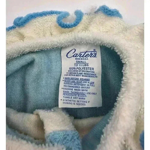 Vtg Baby Girl Blue Lot 0-2 yr One Piece Sleepers & Dress with Checkered Bonnet - Picture 4 of 16